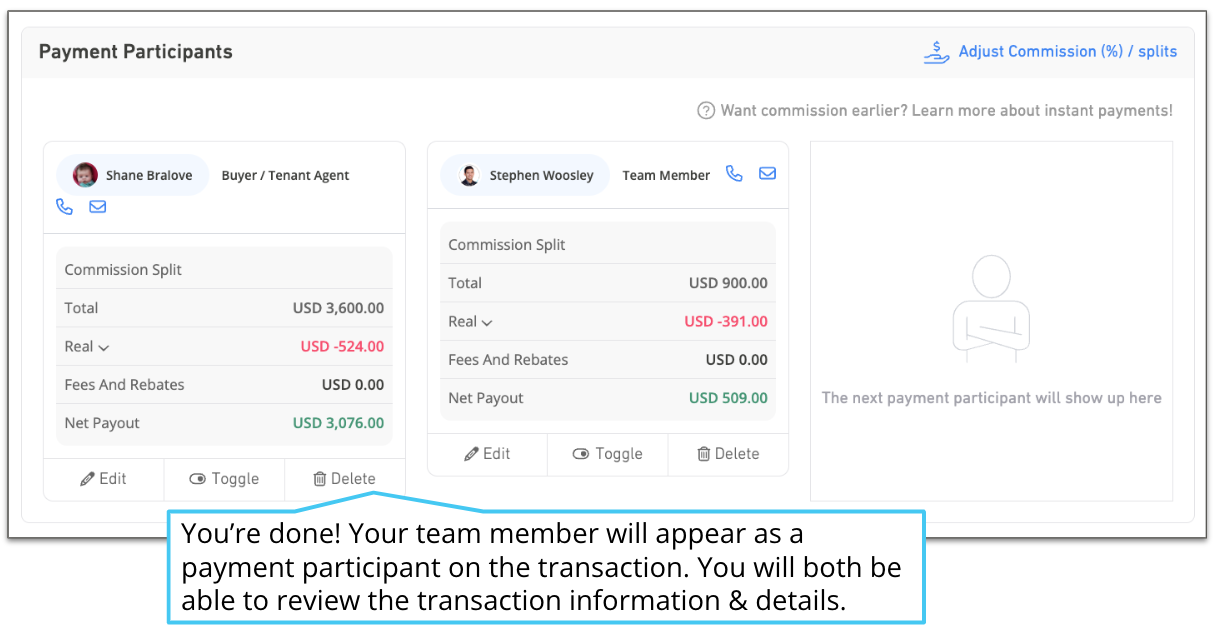 Why can’t I add my team member/team leader to my transaction as a ...