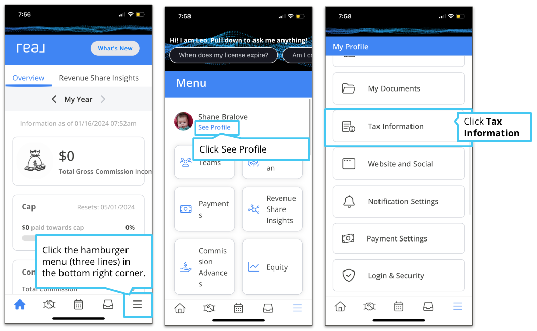 How do I change my tax information? Real